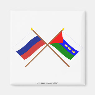 Imán Banderas cruzadas de Rusia y de Tyumen Oblast