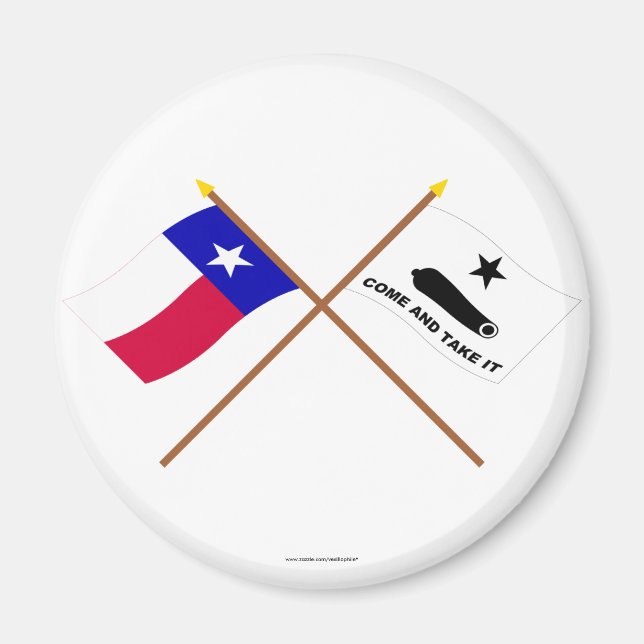 Imán Banderas cruzadas de Texas y Gonzales (Frente)