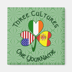 Imán Banderas de España Irlanda EE. UU. Trébol Tu Nombr