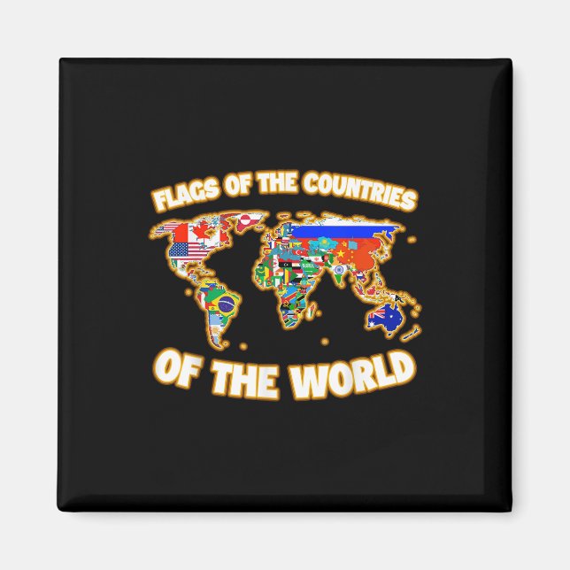 Imán Banderas De Los Países Del Mapa Mundial Internacio (Frente)