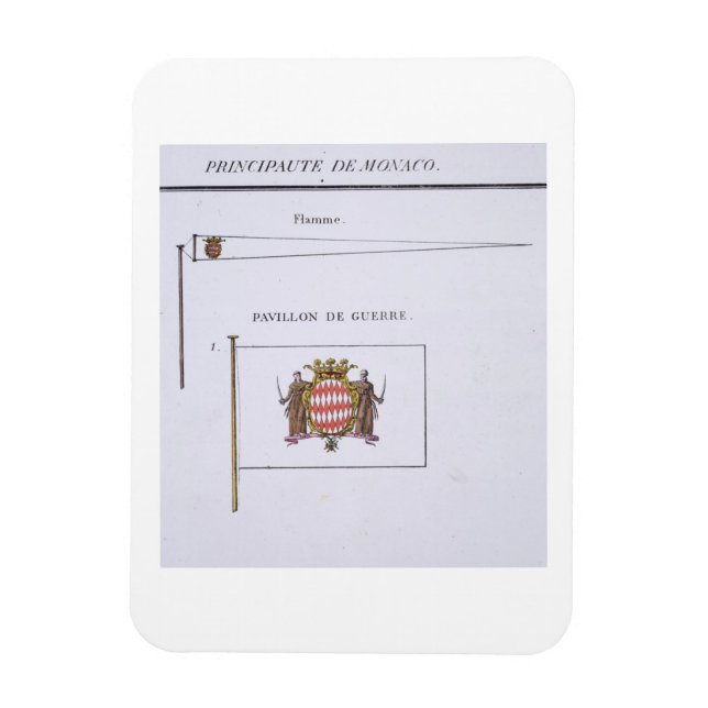 Imán Banderas de Mónaco, de un libro francés de bandera (Vertical)
