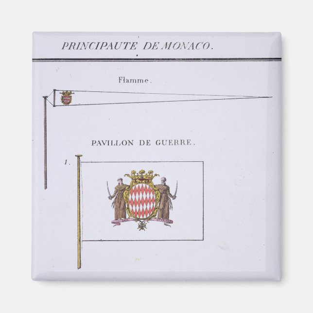 Imán Banderas de Mónaco, de un libro francés de bandera (Frente)