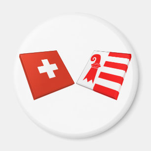 Imán Banderas de Suiza y del Jura