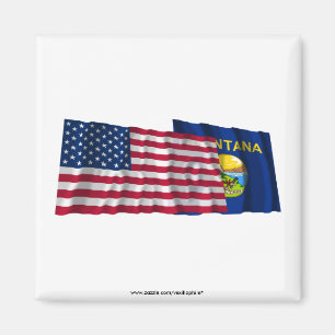 Imán Banderas que agitan de Estados Unidos y de Montana