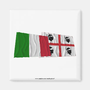 Imán Banderas que agitan de Italia y de Sardegna