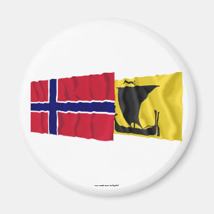 Imán Banderas que agitan de Noruega y de Nordland