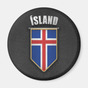 Imán Banderín de Islandia con la mirada de cuero de