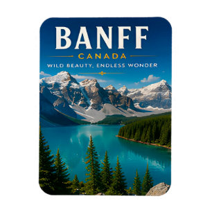 Imán 🏔️ Banff Canadá Decoración de Casa Lago de Montañ