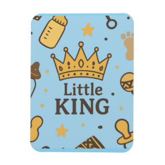Imán "Banner de Baby Shower Little King - Blue & Gold C