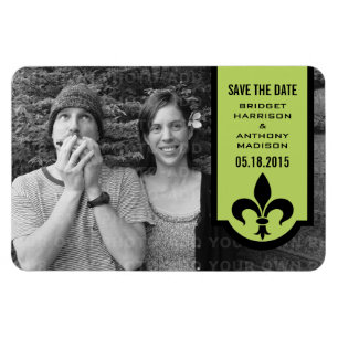 Imán Banner de Green Fleur De Lis Save the Date Magnet