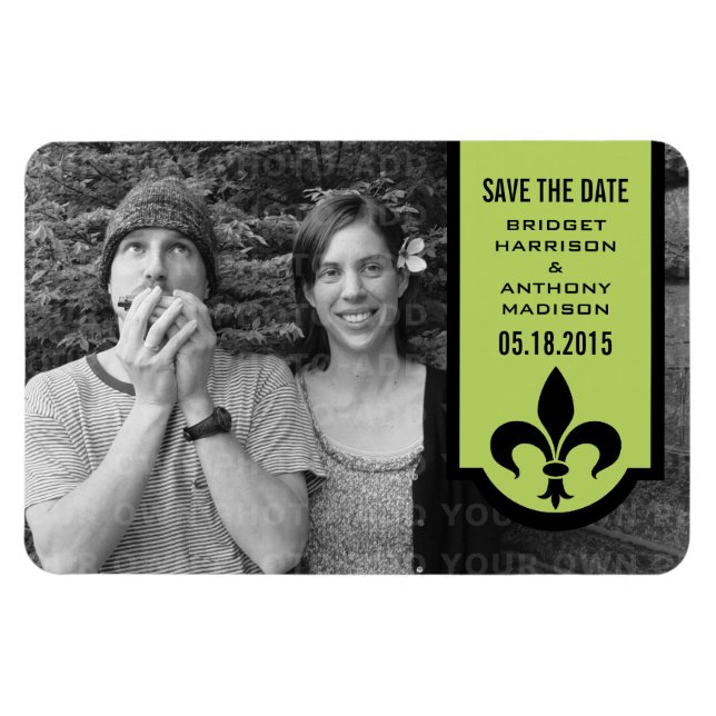 Imán Banner de Green Fleur De Lis Save the Date Magnet (Horizontal)