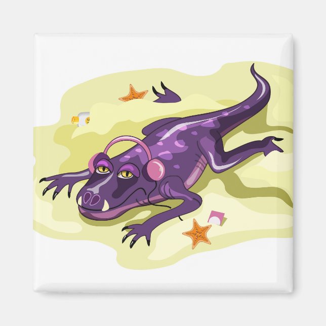 Imán Baño de sol con auriculares Anteosauro. (Frente)