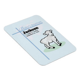 Imán Baptism Blue Boy Lamb, Personalizable