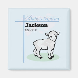 Imán Baptism Blue Boy Lamb, Personalizable