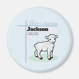Imán Baptism Blue Boy Lamb, Personalizable