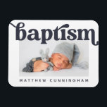 Imán Baptism Modern Bold Simple Foto Gracias<br><div class="desc">Este diseño simple y clásico está compuesto por tipografía de la síspera y agrega una foto personalizado. Este diseño es moderno,  moda,  lúdico y divertido.</div>