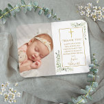 Imán Baptismo Christening GreenerenerPhoto You<br><div class="desc">Fotos de agradecimiento a imán por el bautismo de marca de oro. Personalice con su foto y bautismo especial o bautizando su mensaje de agradecimiento con letras de oro de moda en este moderno y elegante diseño. Diseñado por Thisisnotme©</div>