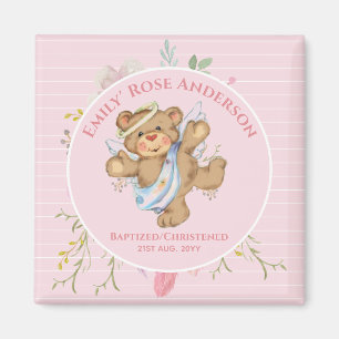 Imán BAPTISMO de Chicas personalizados - Teddybear Ange