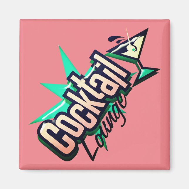 Imán Bar de bebidas martini retro vintage (Frente)