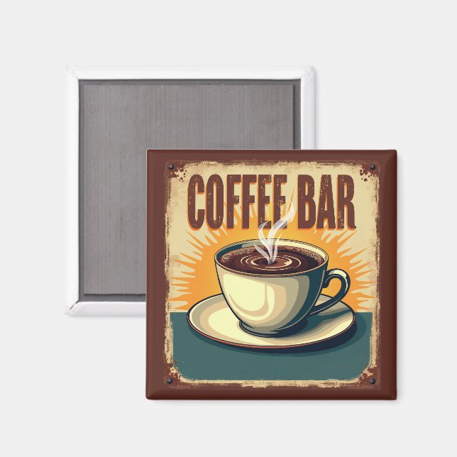 Imán Bar de Café Retro Art Déco (Anverso/Reverso)