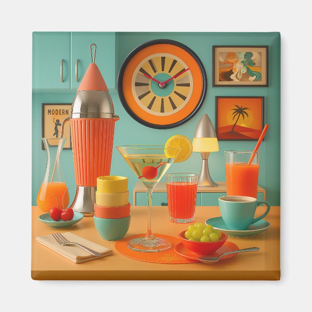 Imán Bar de Desayunos Martini Retro Futurista Atómico (Frente)
