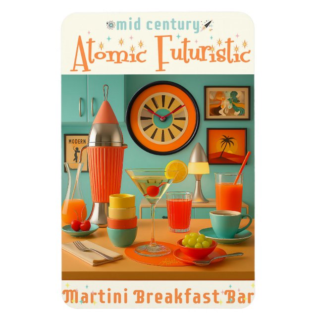 Imán Bar de Desayunos Martini Retro Futurista Atómico (Vertical)