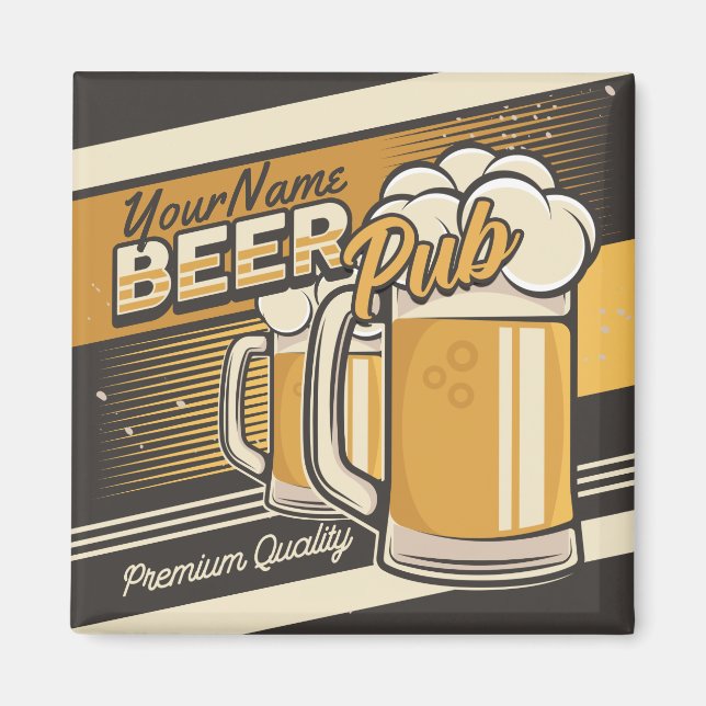 Imán Bar de pub de cerveza fría premium personalizado M (Frente)