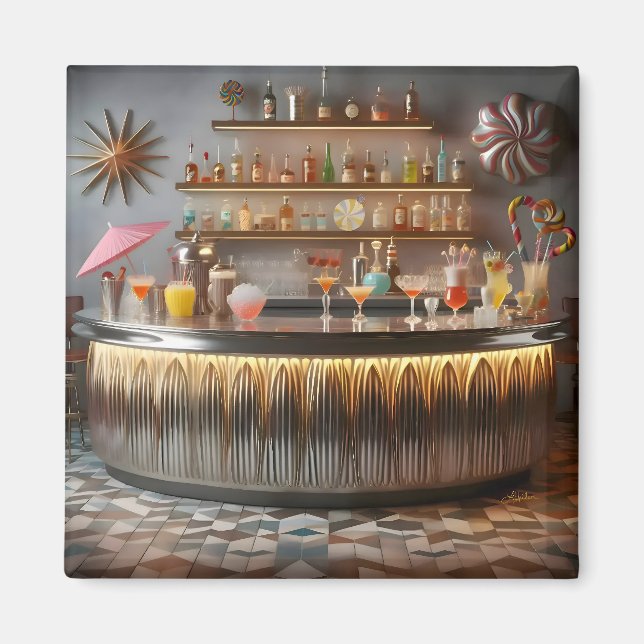 Imán Bar Fiesta atómico de mediados de siglo (Frente)