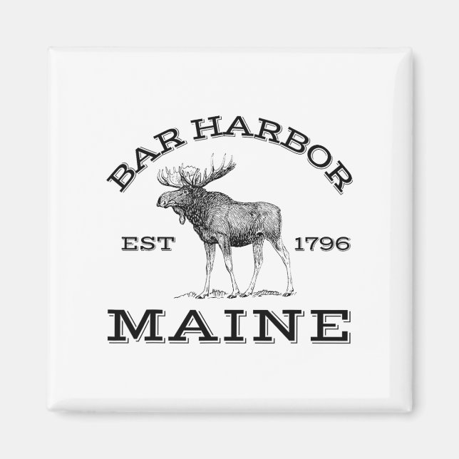 Imán Bar Harbor Maine Moose Hiking Outdoors Acadia Nati (Frente)