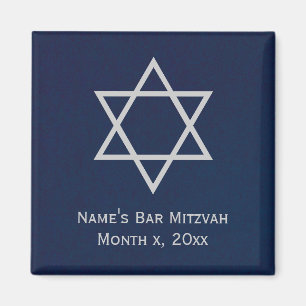 Imán Bar Mitzvah Iment Personalizado - Azul y Plata