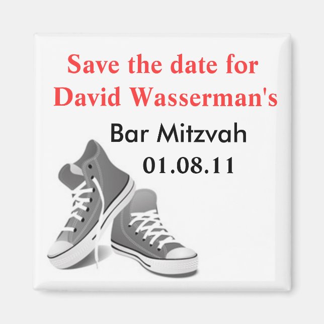 Imán Bar Mitzvah Sneakers Save the Date (Frente)