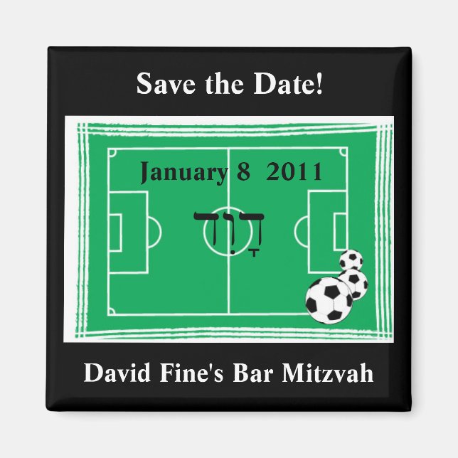 Imán Bar Mitzvah Soccer Save the Date (Frente)