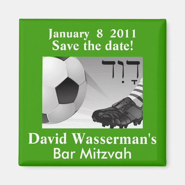 Imán Bar Mitzvah Soccer Save the Date (Frente)
