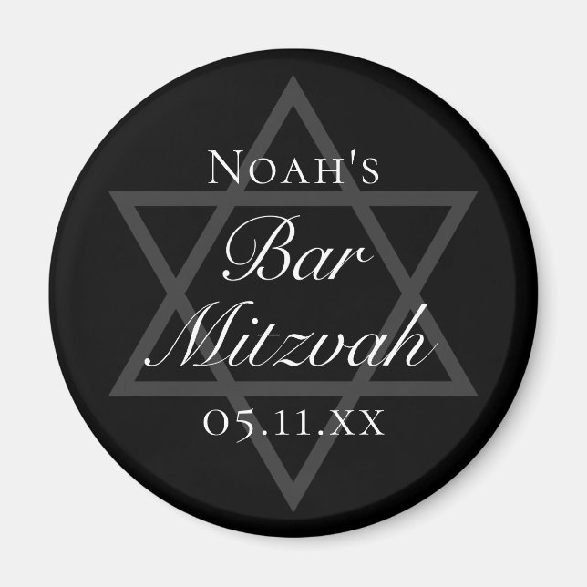 Imán Bar negro formal Estrella Mitzvah de David Persona (Frente)