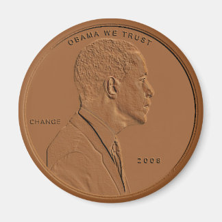 Imán Barack Obama Bronze Penny Circular Magnet