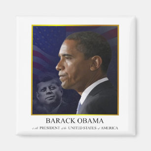 Imán Barack Obama con JFK - Magnet