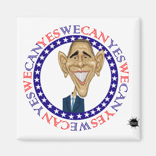 Imán Barack Obama podemos sí - rojo y azul