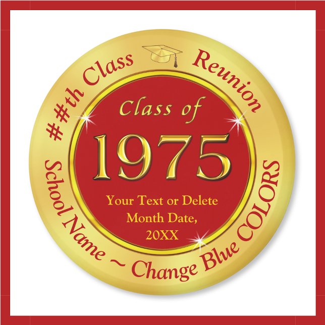Imán Barato, clase de Reunión de 1975, imanes. CAMBIAR  (Inexpensive, class of 75 reunion, gift ideas. 1975 reunion magnets. Class of 1975 50th class reunion)