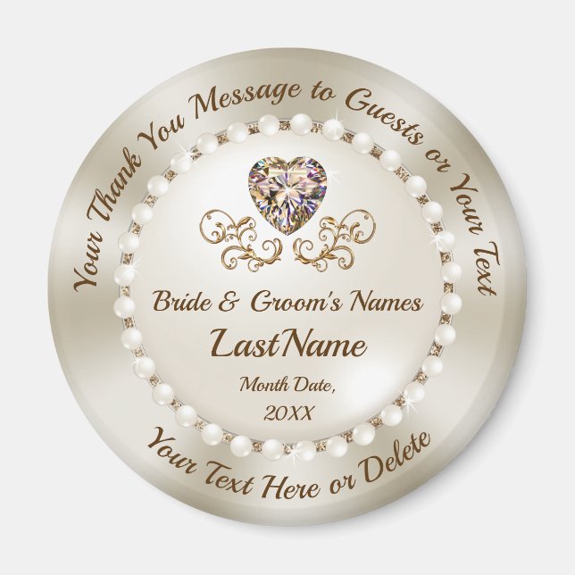 Imán Barato Personalizado, Boda Gracias Magnets, (Frente)