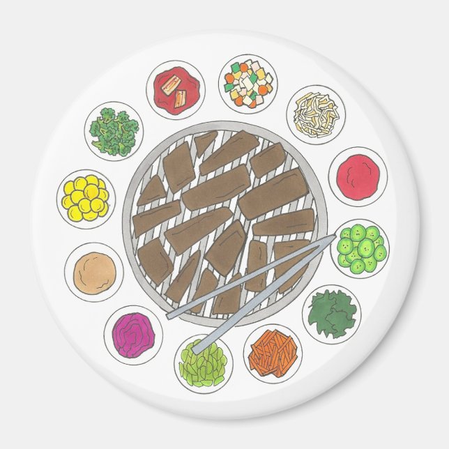 Imán Barbacoa de barbacoa coreana asada comida banchan  (Frente)