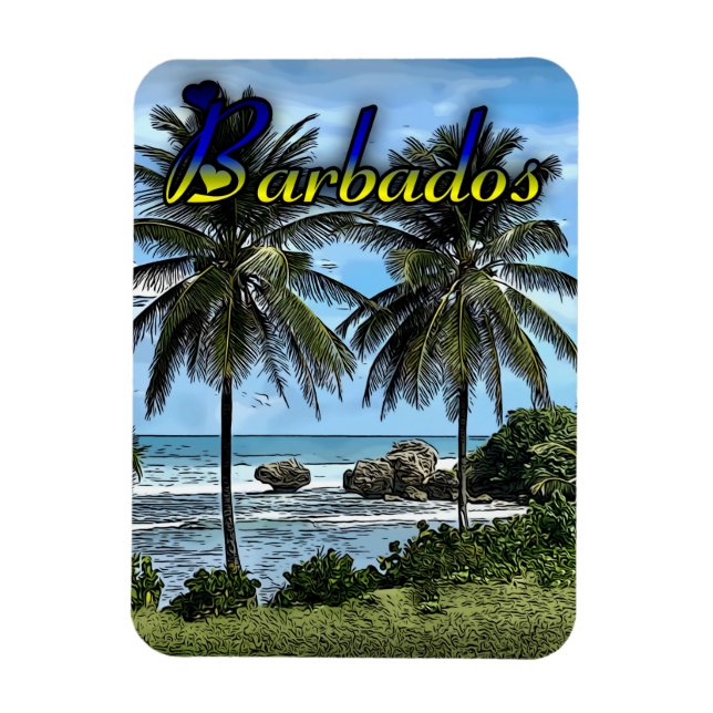 Imán Barbados Beach Palm Trees (Vertical)