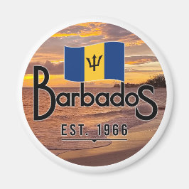 Imán "Barbados Este. Atardecer De 1966 Con Bandera De B