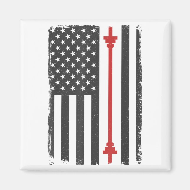 Imán Barbell American Flag Gym Workout Tee Usa Motivati (Frente)