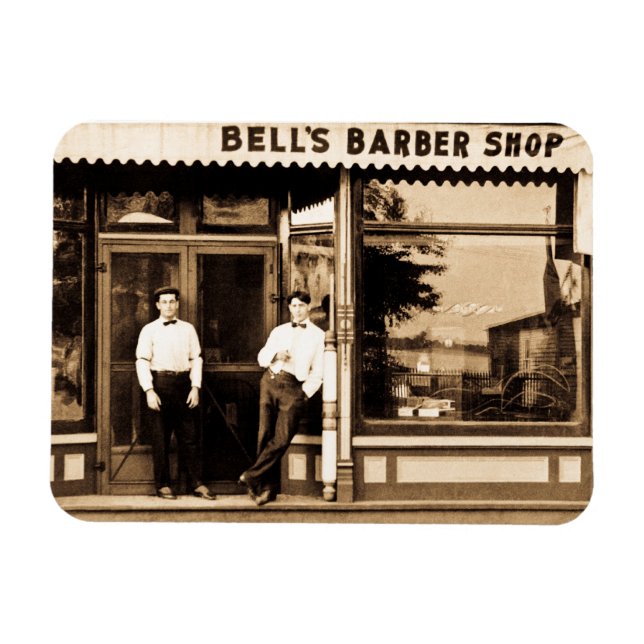 Imán Barber Shop Vintage Retro Americana (Horizontal)