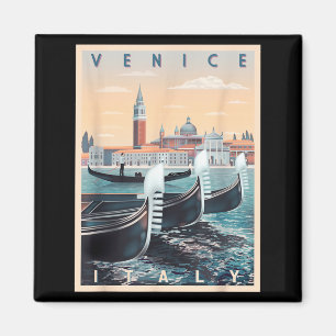 Imán Barcas góndola retro con el horizonte de Venecia I