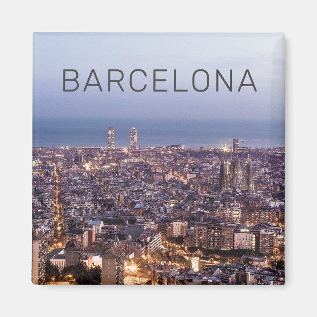 Imán Barcelona Cataluña Sunset Skyline España Cityscape (Frente)