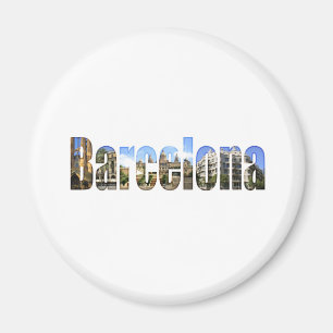 Imán Barcelona con las atracciones turísticas en letra