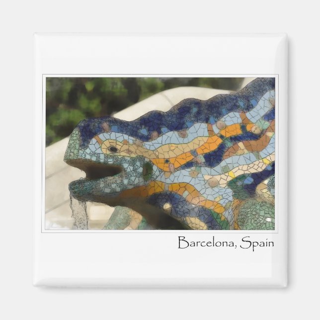 Imán Barcelona España Parc Guell Mosaic Lizard (Frente)