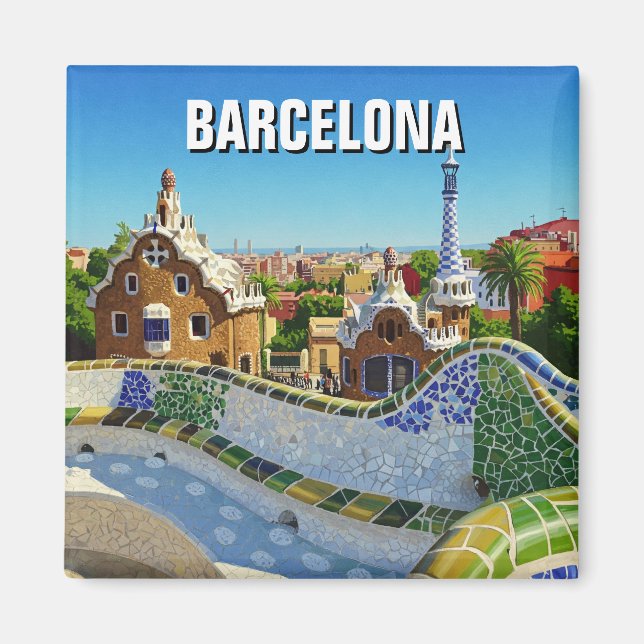 Imán Barcelona España Parque Güell Travel (Frente)