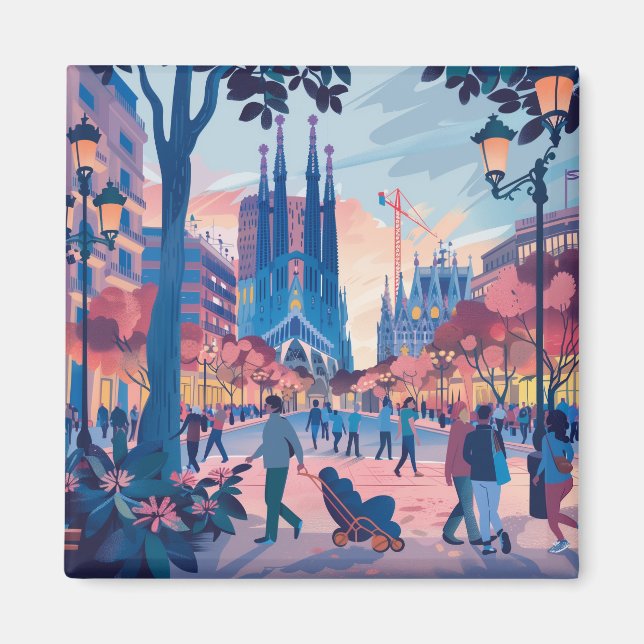 Imán Barcelona, Park Guell, Sagrada Familia, Souvenir (Frente)